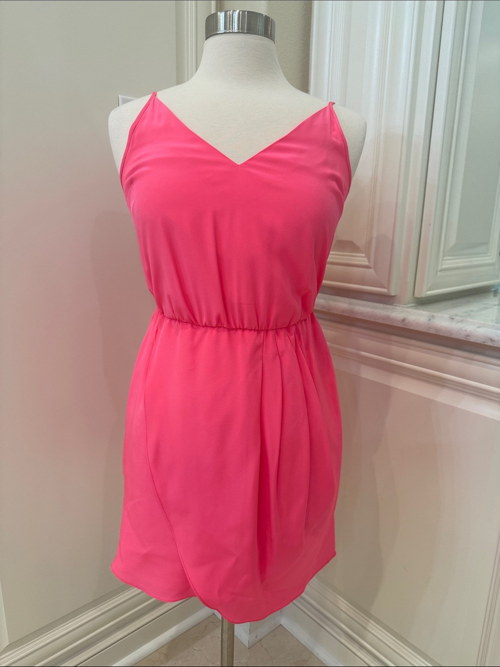 Amanda Uprichard Hot Pink Spaghetti Strap Mini Dress Size Small